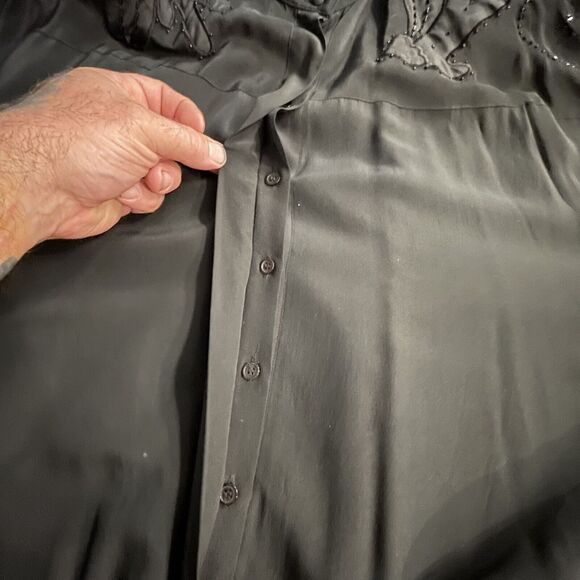 Gary Fabrikant Jacket Silk Shoulder pads Floral Embroidered Button Up Womens S - Picture 7 of 8